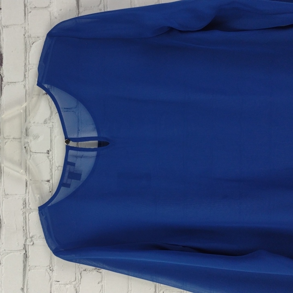 NWT The Limited Blue Sheer Ruffle Bell Sleeve Top Small - Picture 7 of 11